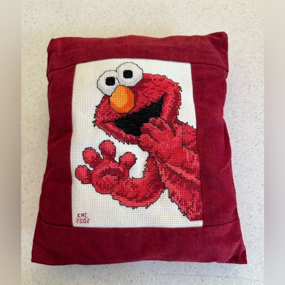 Sesame Street Other - Handmade Sesame Street Elmo Decorative Pillow Cross Stitched pillowcase 7.5”x9”